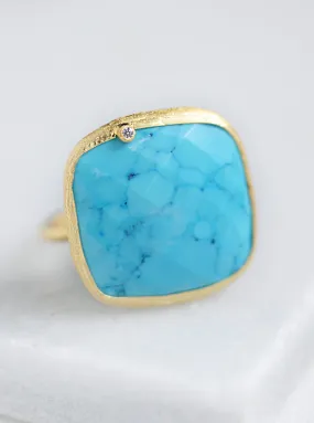 Cushion Shape Gemstone with CZ Ring