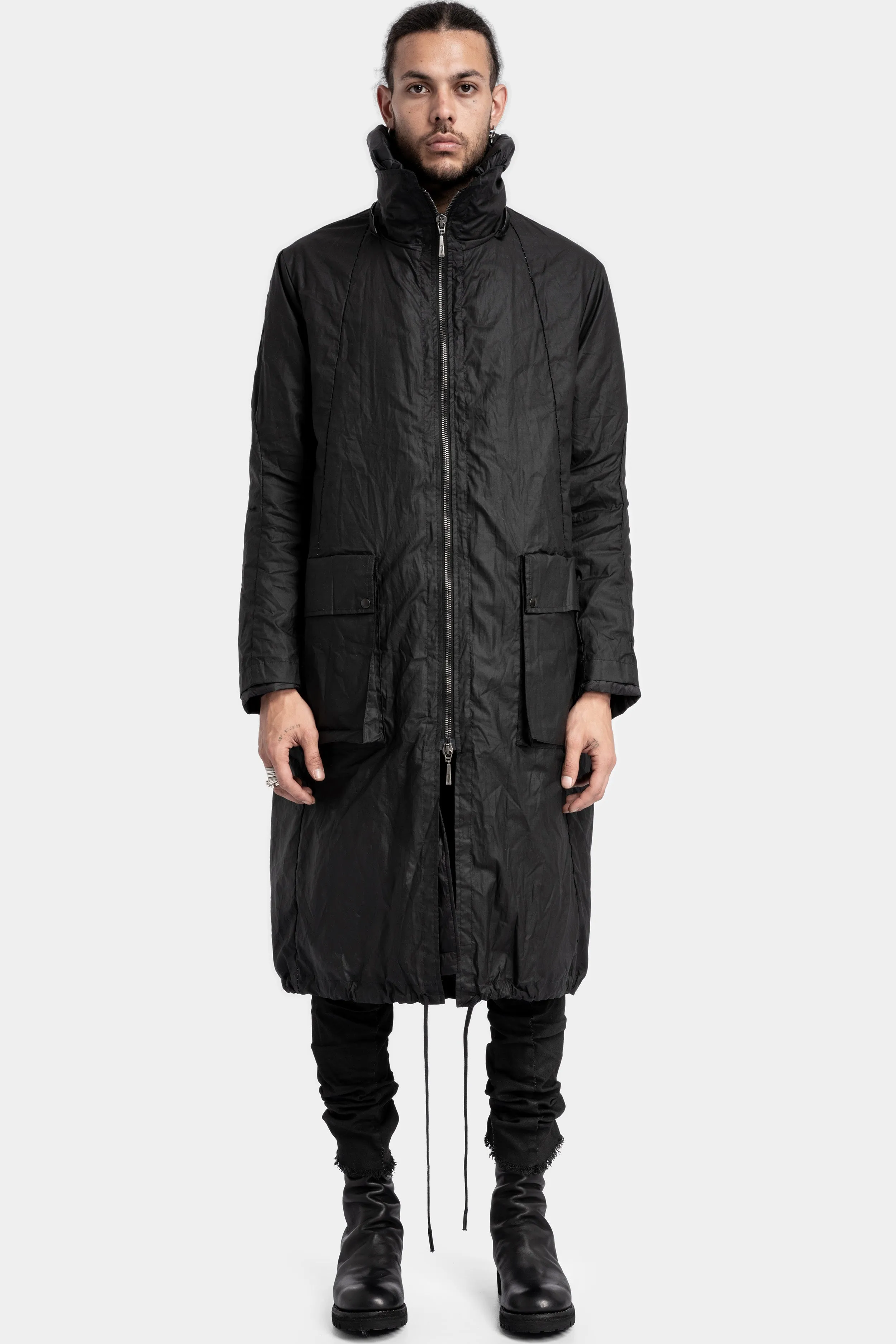 Down padded waxed cotton ripstop two layer Parkas