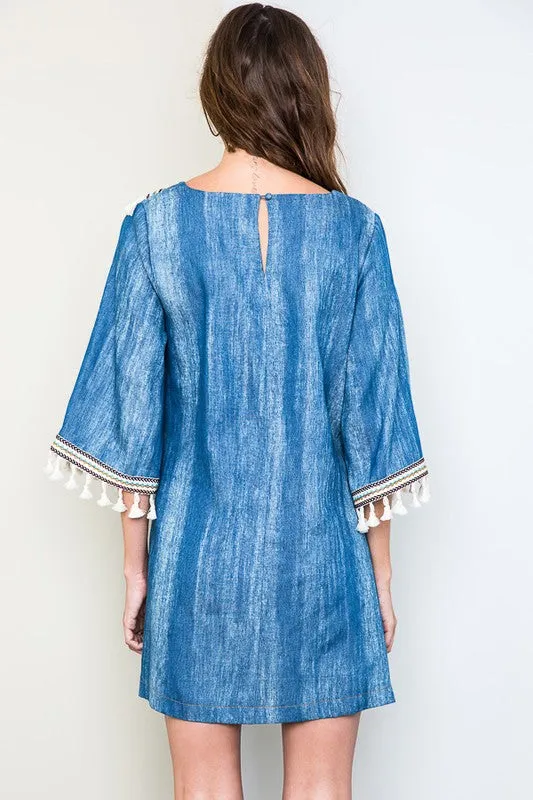 Eclectic Babe Denim Tassel Dress