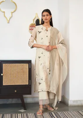 Ecru Applique Kurta Set