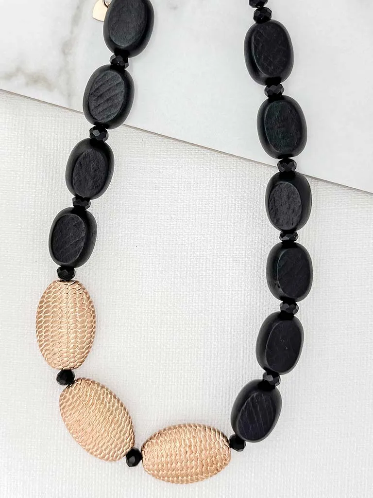 Envy Chunky Snake Beaded Necklace - Gold & Black