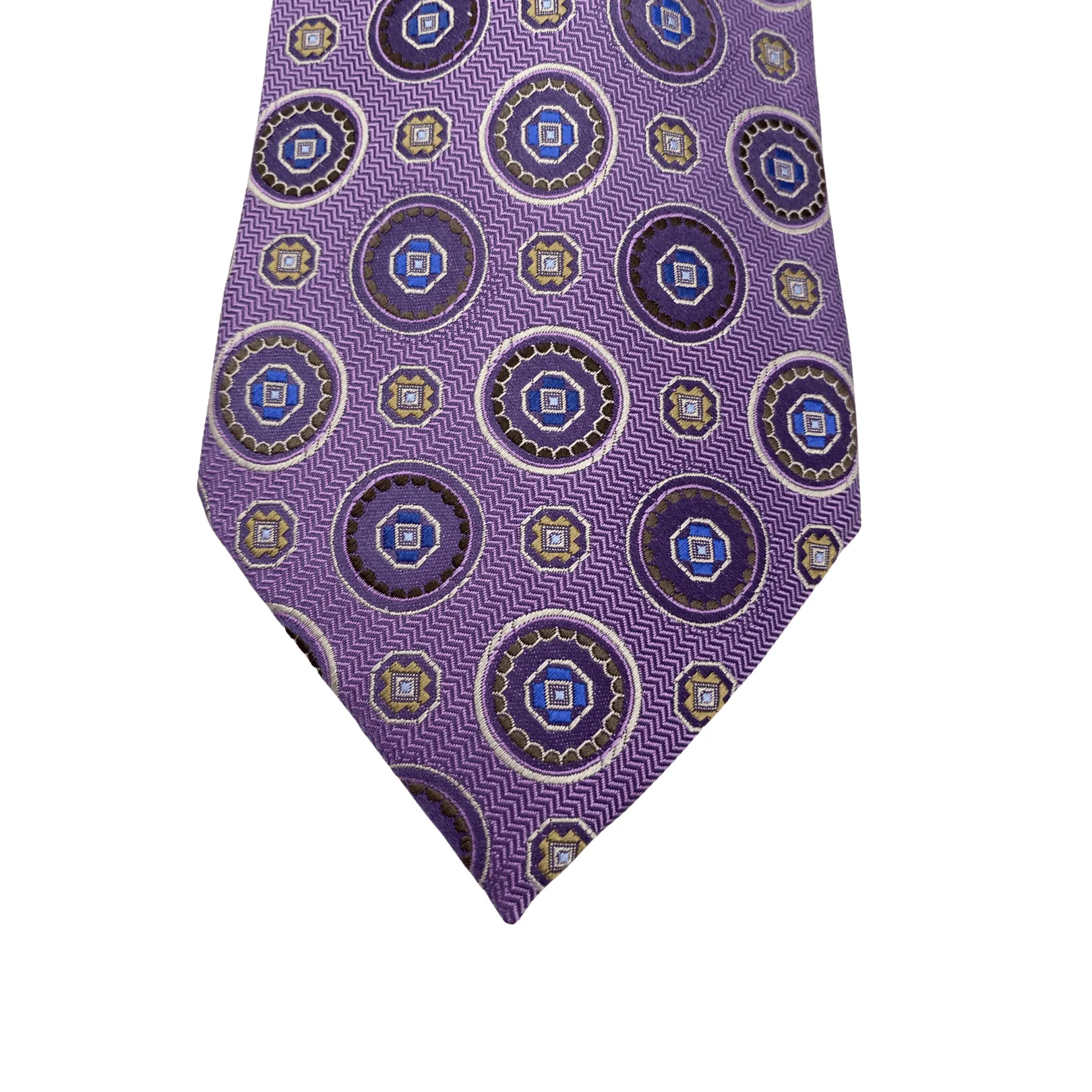 ERMENEGILDO ZEGNA Abstract Circular Pattern Silk Tie - Purple