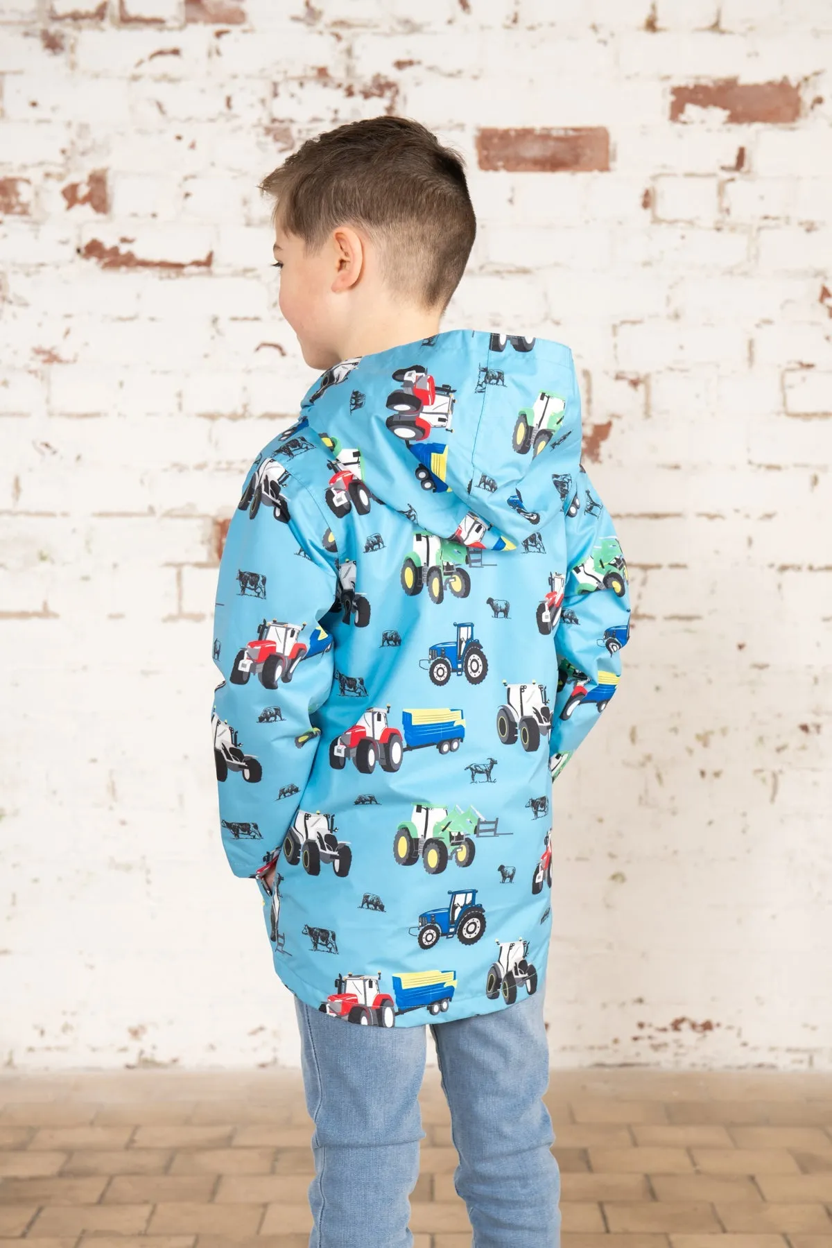 Ethan Jacket - Blue Tractor Print