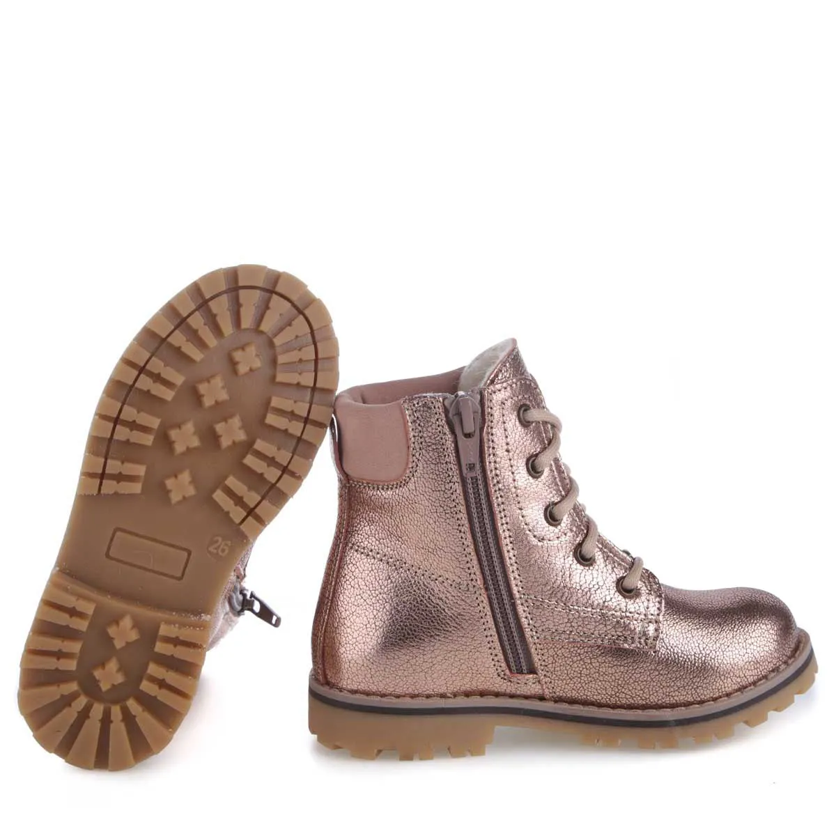 (EV2552-21 / EV2552M-21/E2552-21) Emel Rose Gold Lace Up Bottines