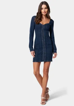 Eyelet Detail Denim Dress