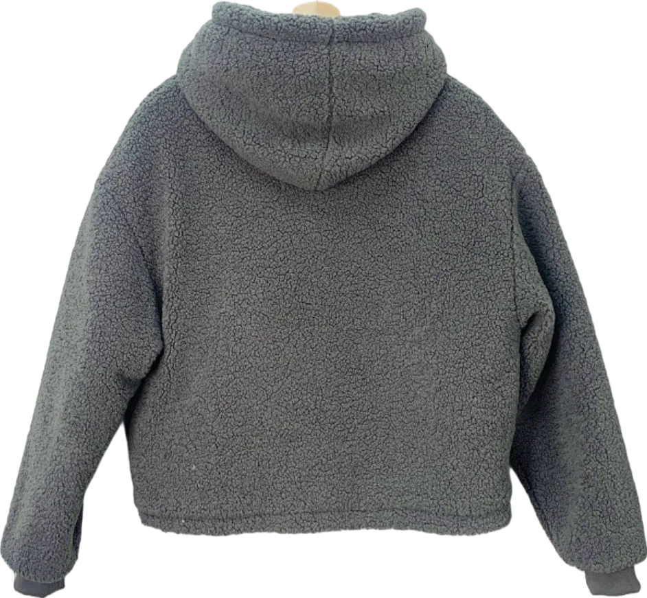 Fleur Grey Hooded Sherpa Jacket UK 12