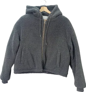 Fleur Grey Hooded Sherpa Jacket UK 12