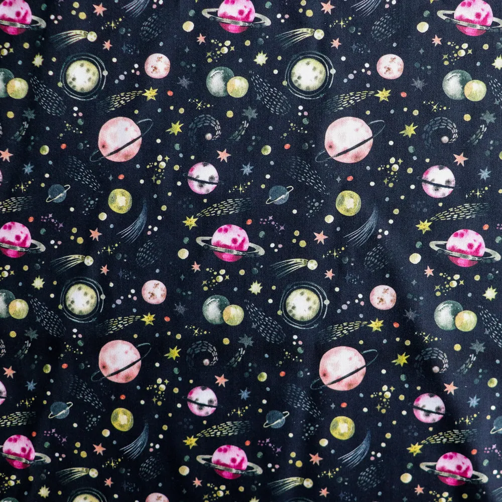 FS1016 Planets Cotton Fabric Black