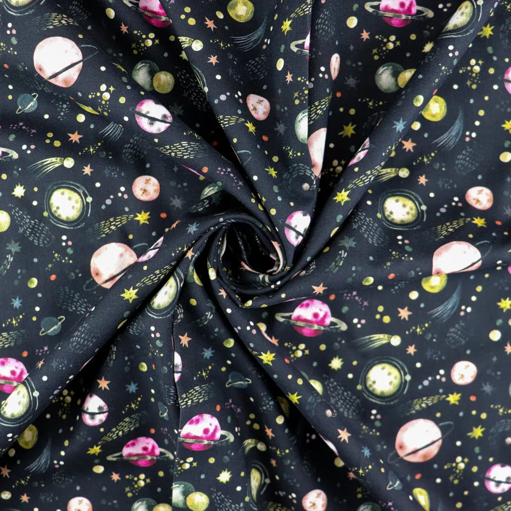 FS1016 Planets Cotton Fabric Black