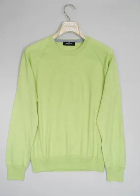 Gran Sasso Cotton Cashmere Raglan Crewneck / Lime Green