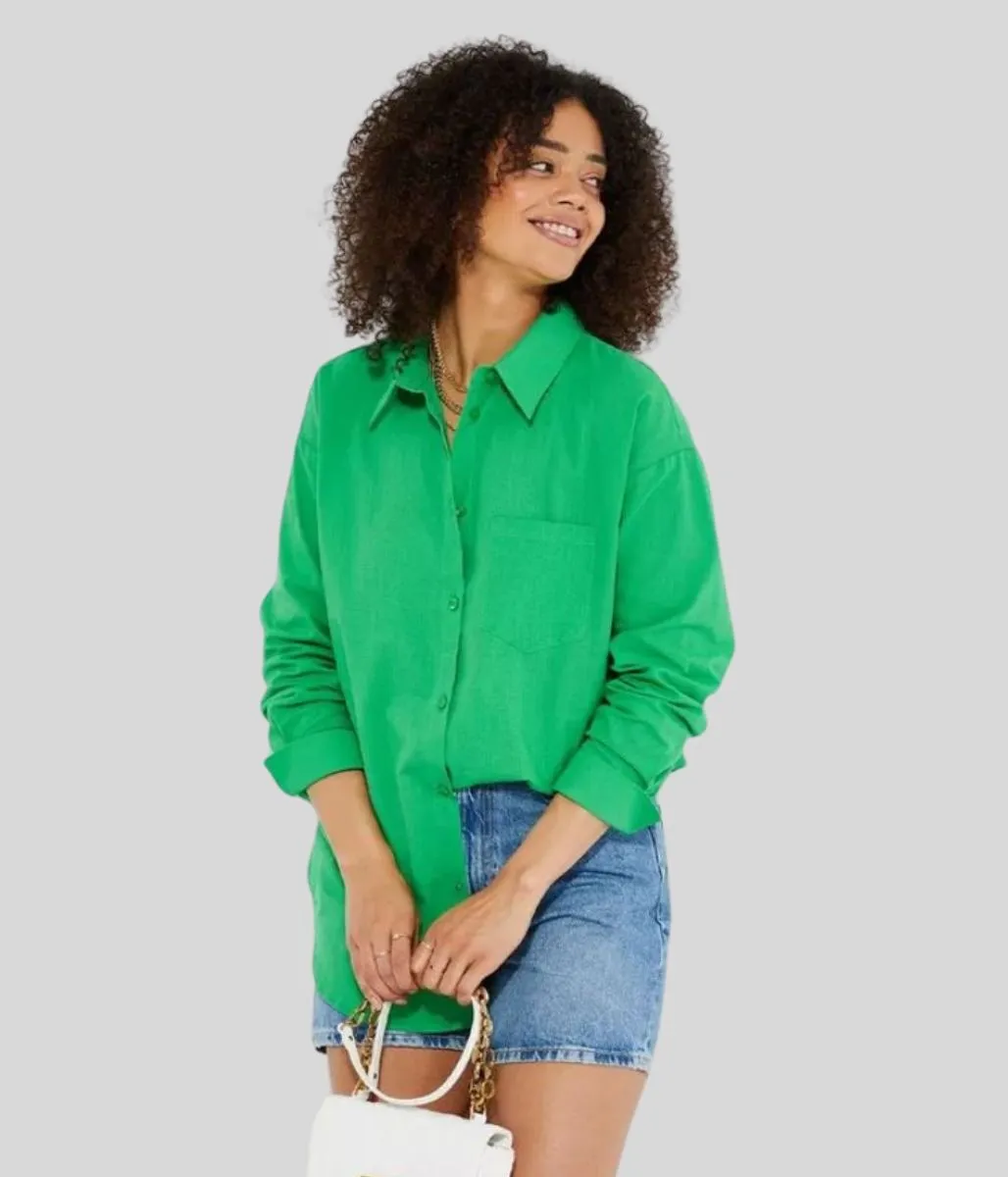 Green Linen Look Shirt