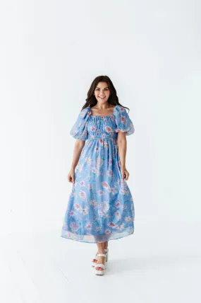 Greer Organza Dress in Blue