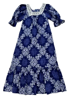 Hawaiian Quilting Motif with Palaka Muumuu - Blue / 8891