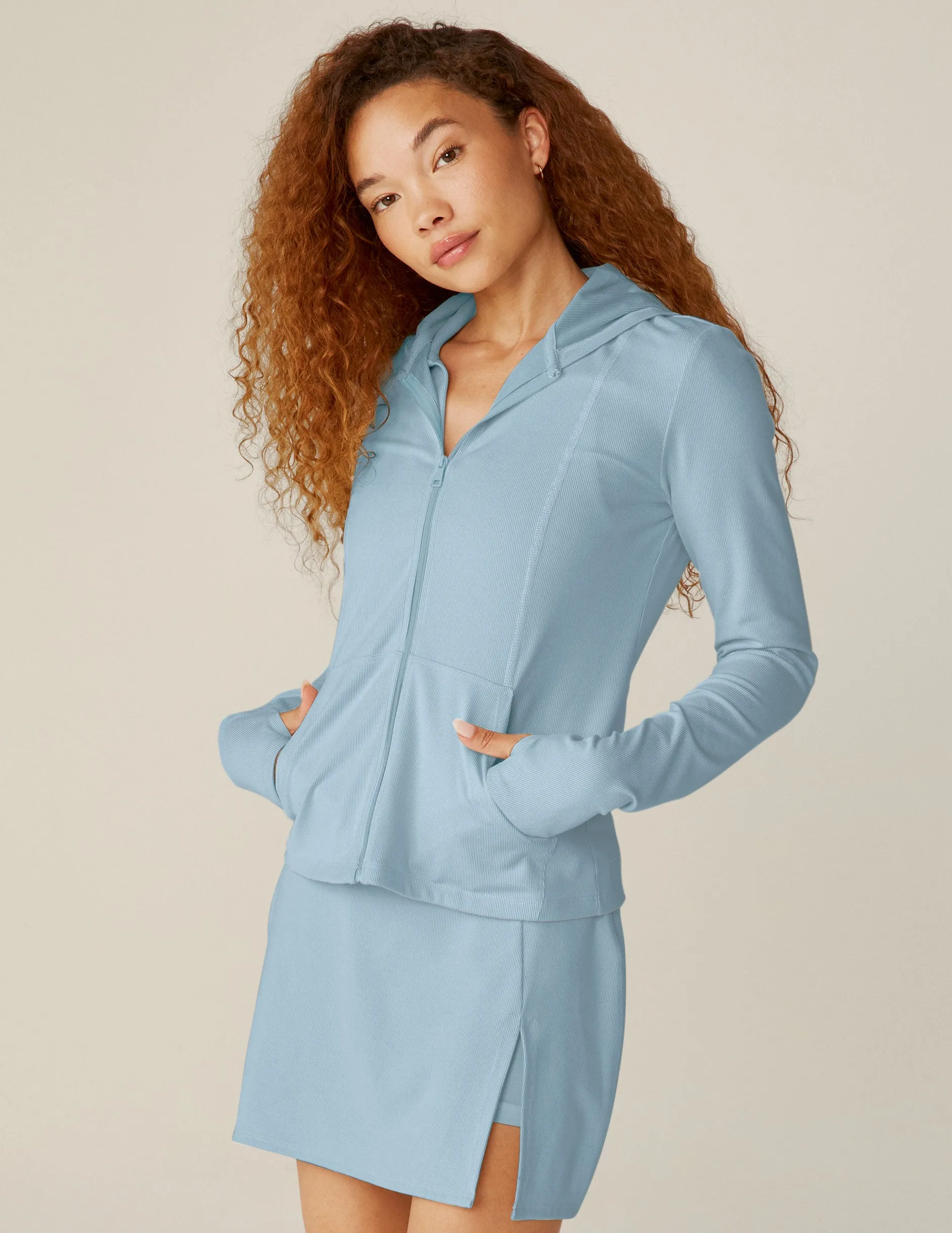 Heather Rib Morning Jog Hoodie