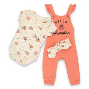 Hello Pumpkin-3 Piece Dungarees set