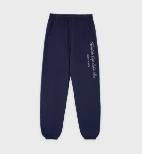 Hotel du Cap Cursive Sweatpant - Navy/White