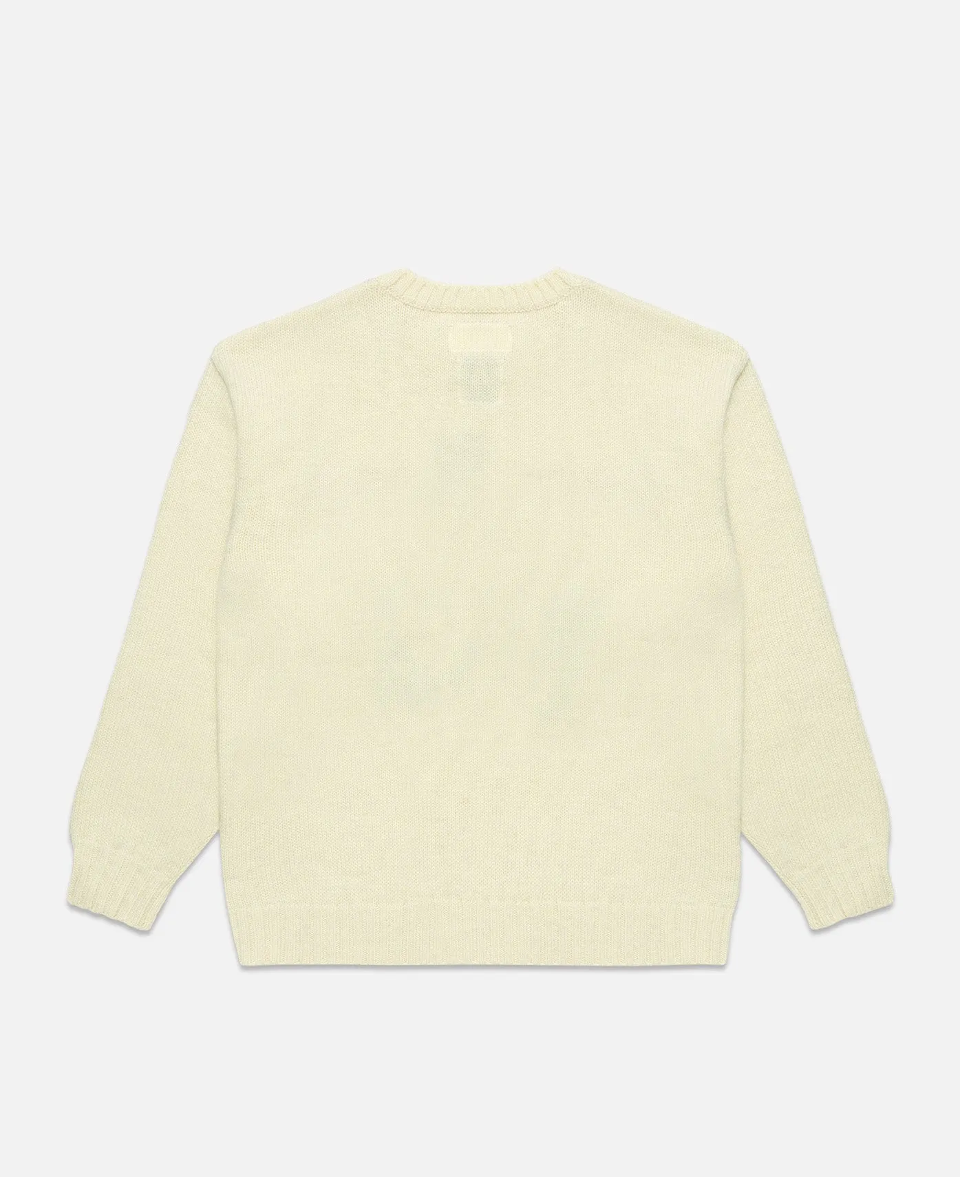 Intarsia Crew Neck Sweater (White)