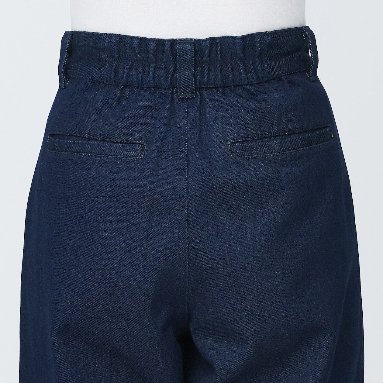 Kapok Blend Denim Pleated Pants