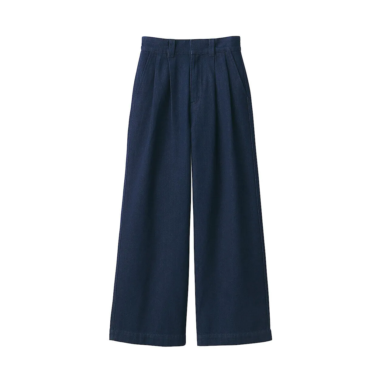 Kapok Blend Denim Pleated Pants