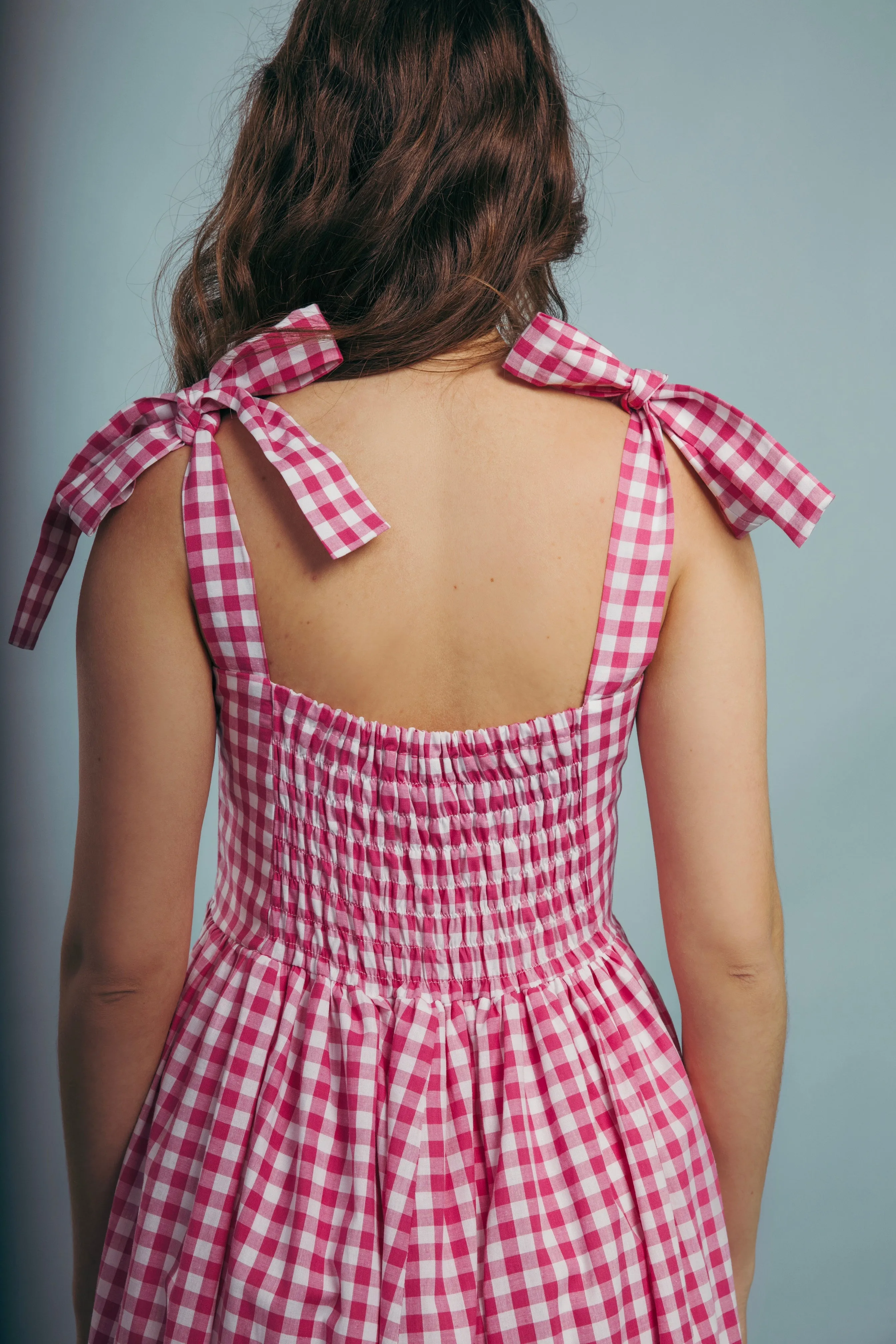 “Lily of the valley” dress in hot pink plaid