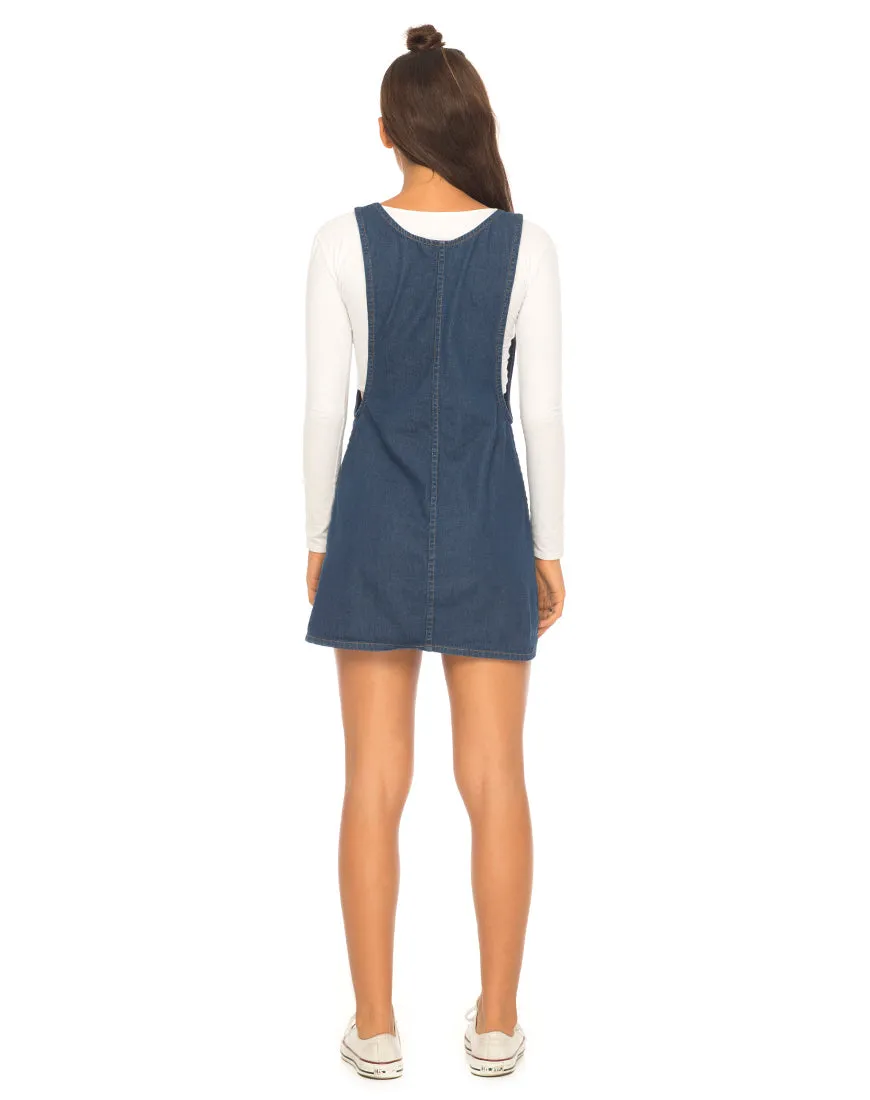 Litton Pinafore Dress in Denim Indigo