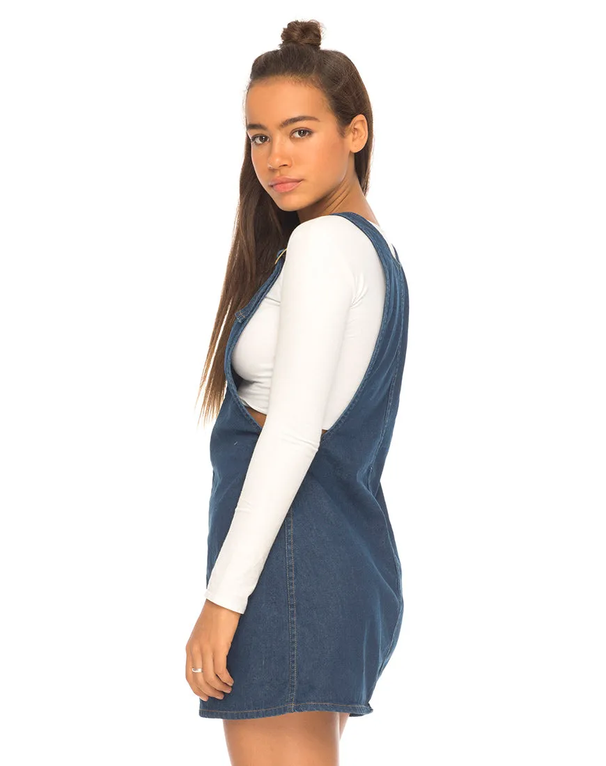 Litton Pinafore Dress in Denim Indigo