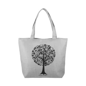 Love Tree Illustration Canvas Tote Bag - Gray