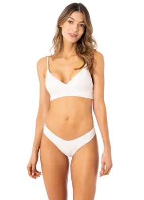 Maaji Antique White Criss Cross Long Line Triangle Bikini Top