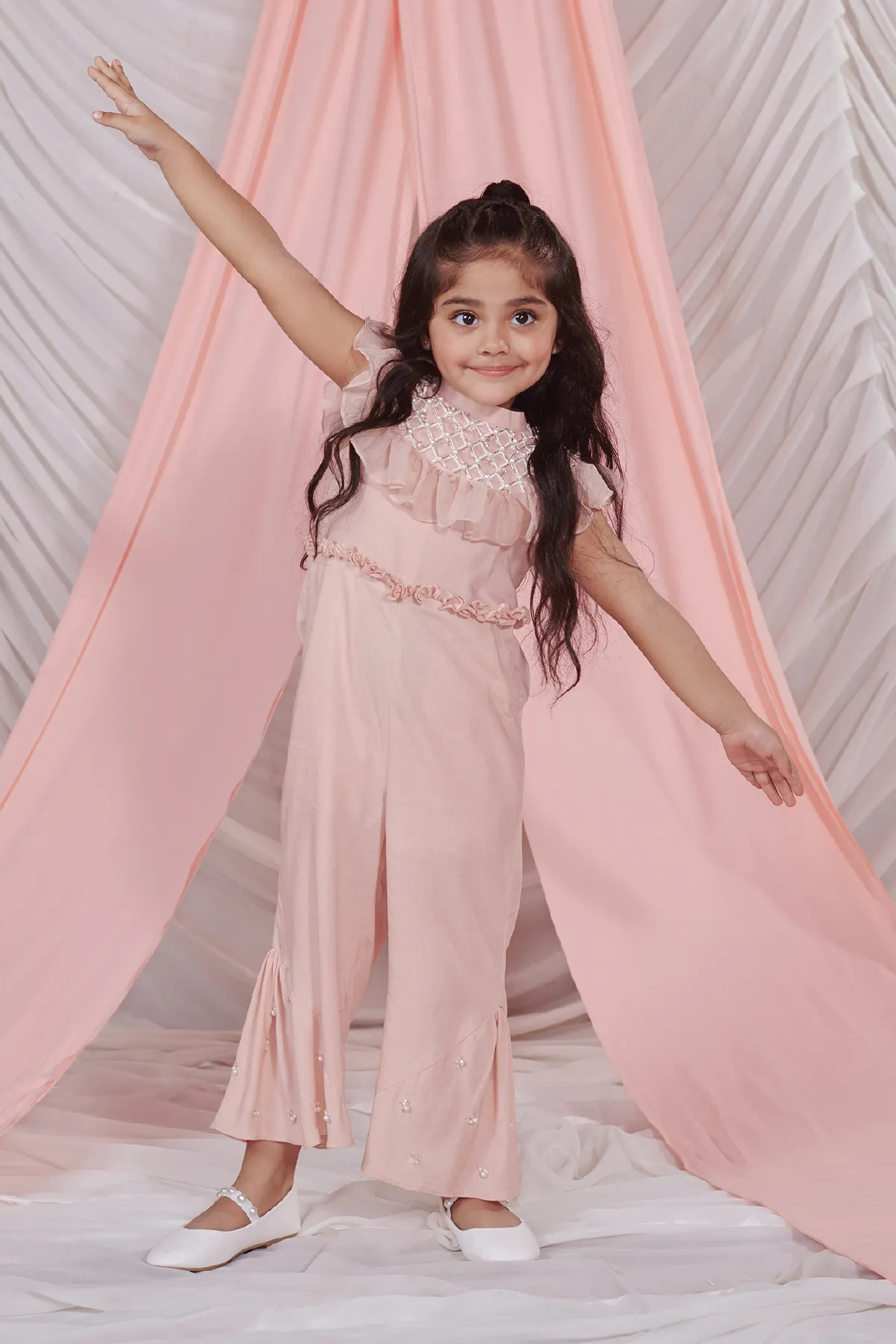 Mia- Full Length Jumpsuit With Ruffled Cape Set Of 2