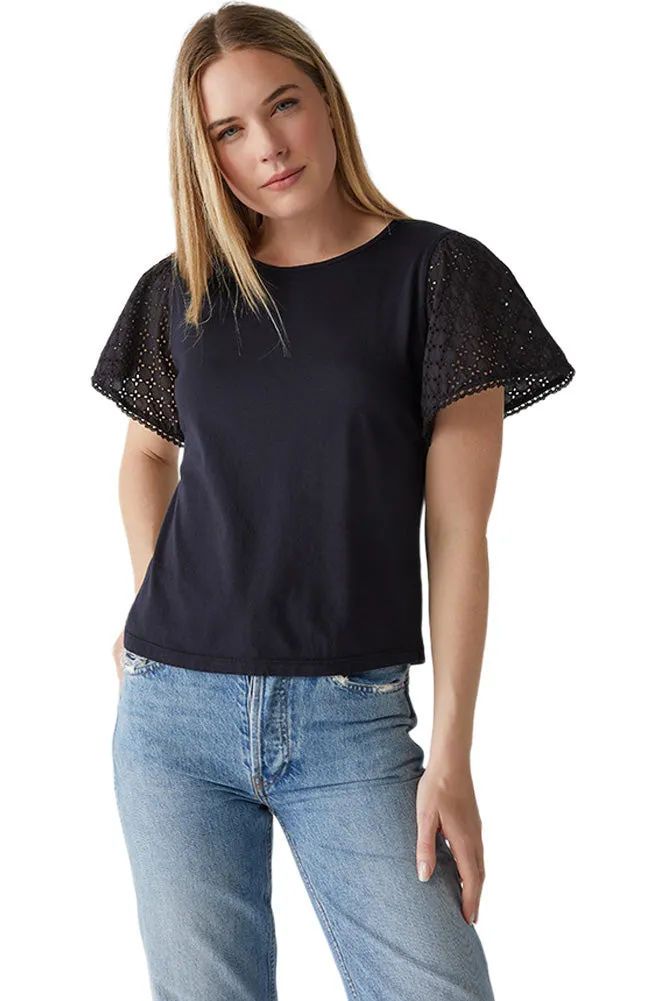 Michael Stars Jenny Eyelet Flutter Sleeve Top