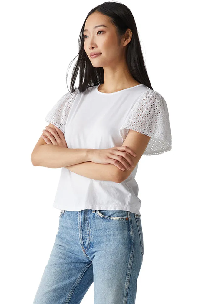 Michael Stars Jenny Eyelet Flutter Sleeve Top