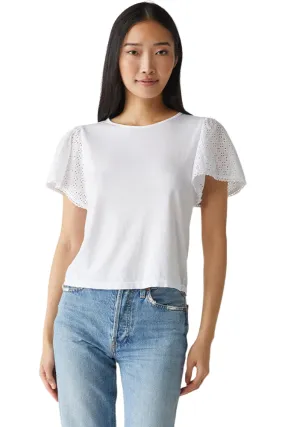 Michael Stars Jenny Eyelet Flutter Sleeve Top