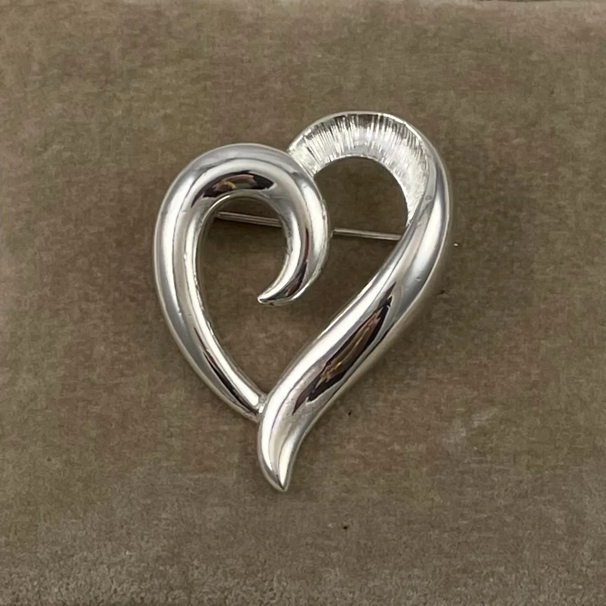 Napier Silver Heart Brooch Vintage