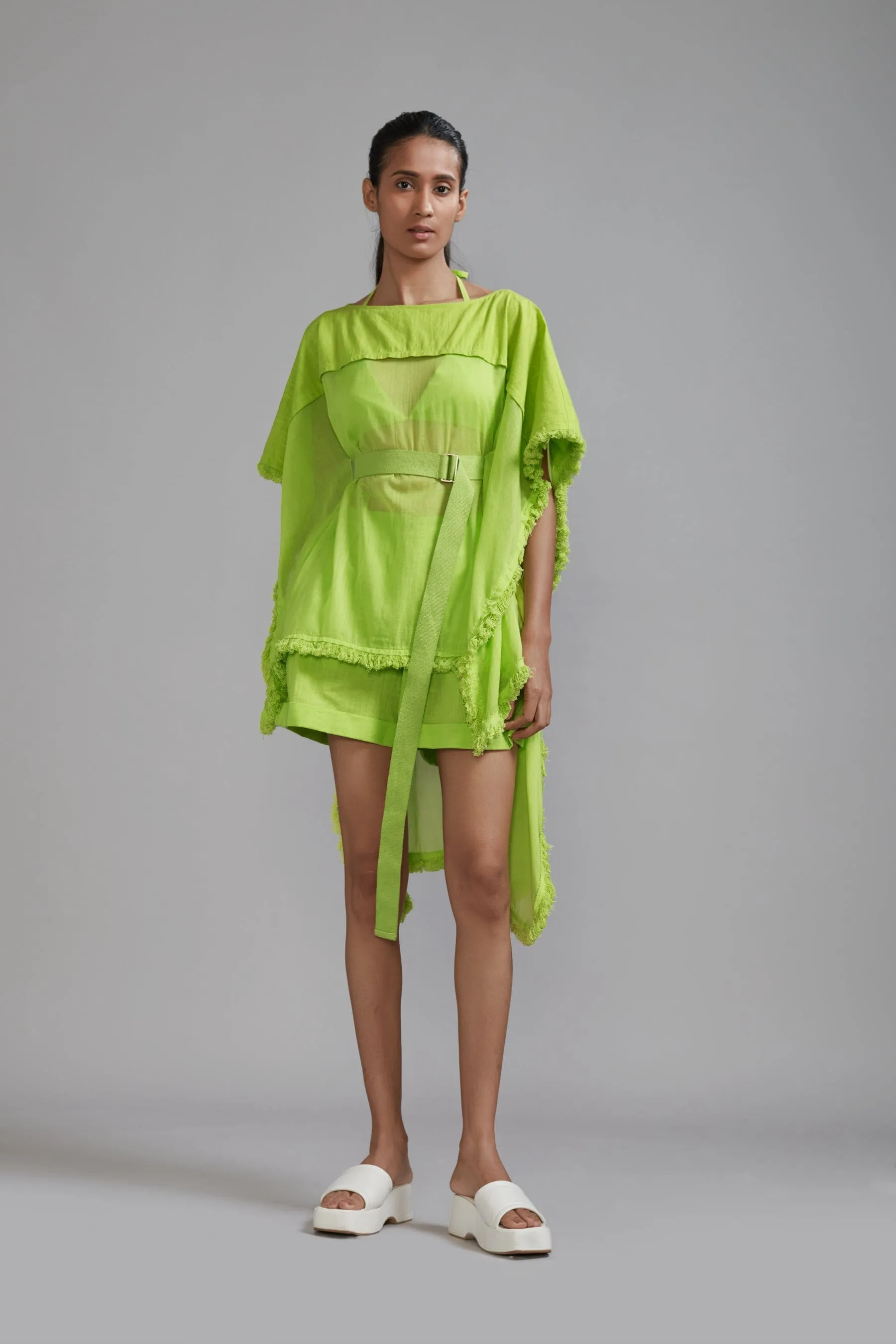 Neon Green Fringed Kaftan