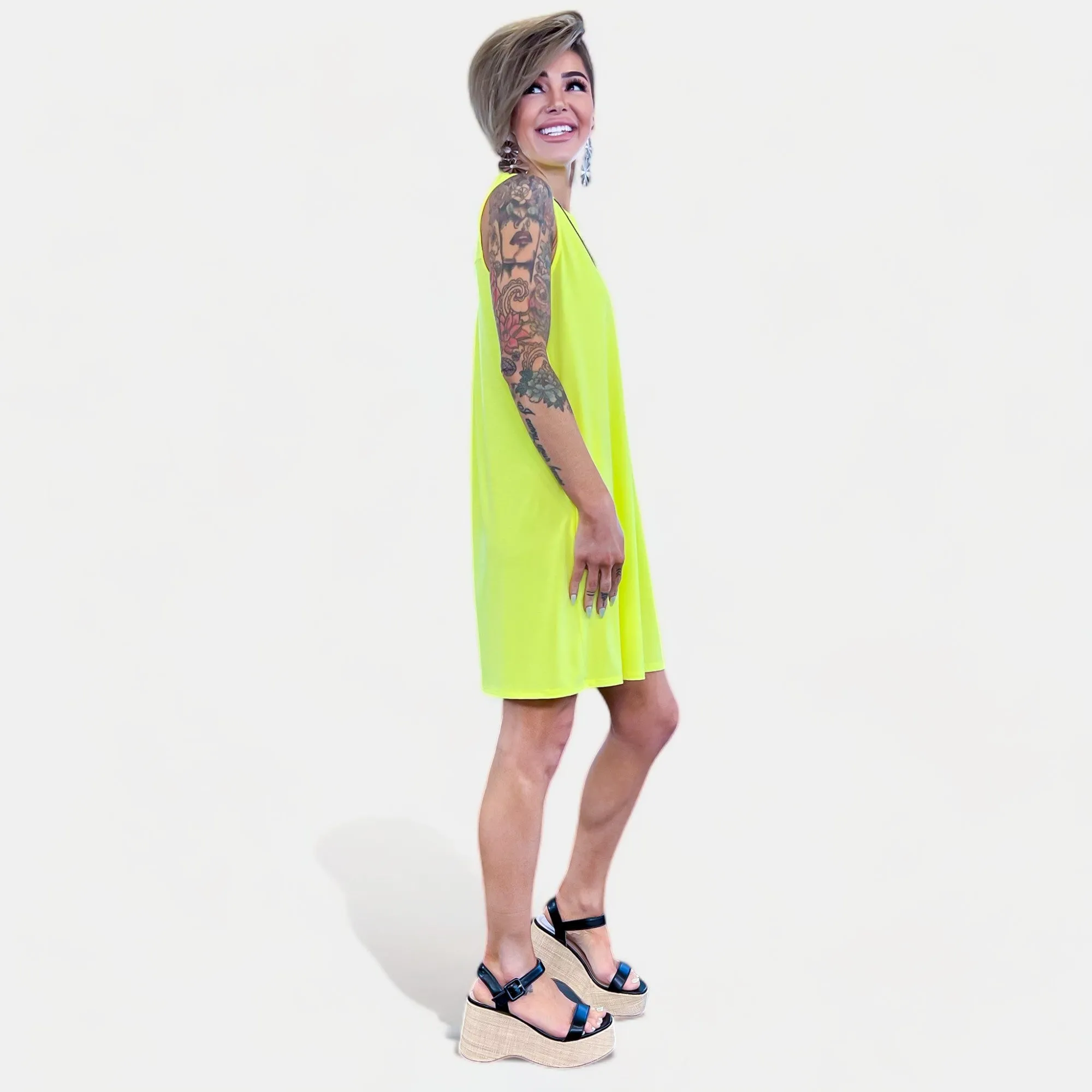 Neon Yellow Lizzy Tank Dress [NO RETURNS]