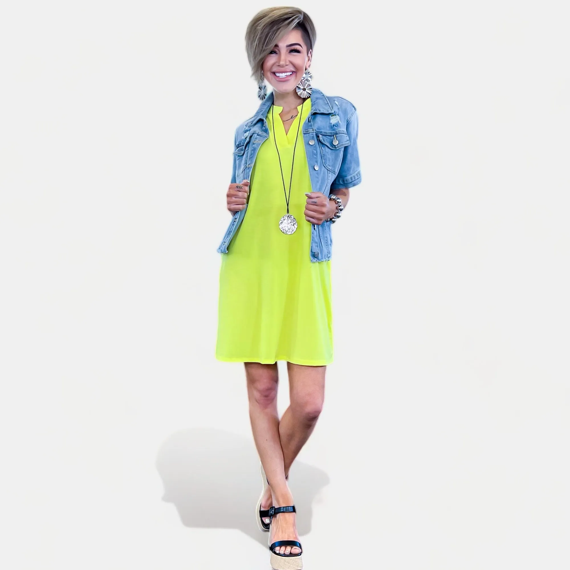 Neon Yellow Lizzy Tank Dress [NO RETURNS]