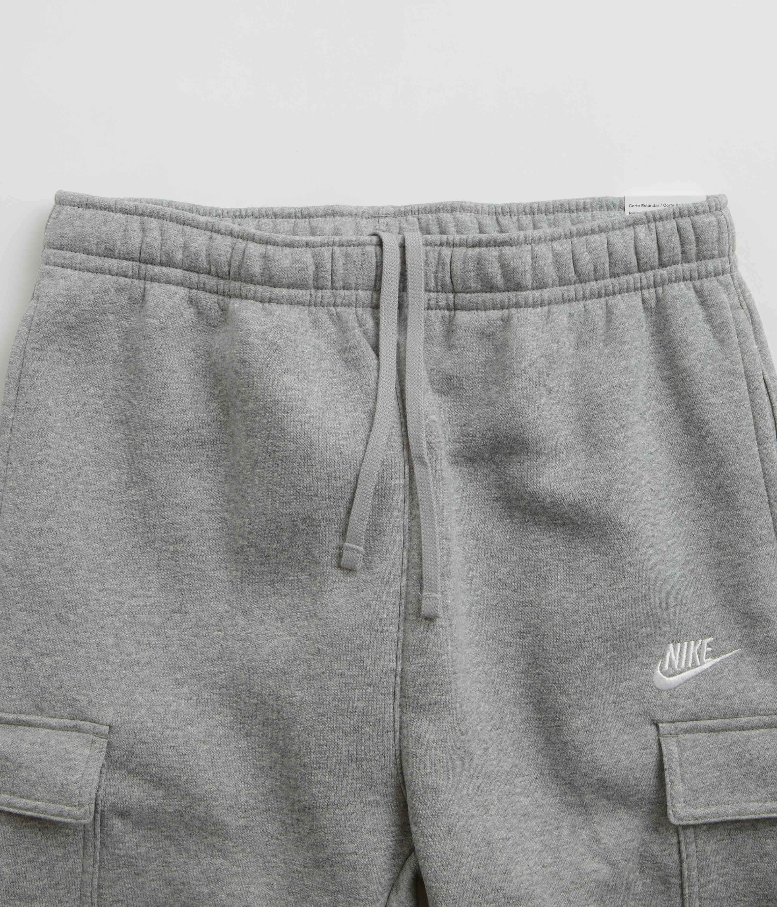 Nike Club Fleece Cargo Joggers - Dark Grey Heather / Matte Silver / White