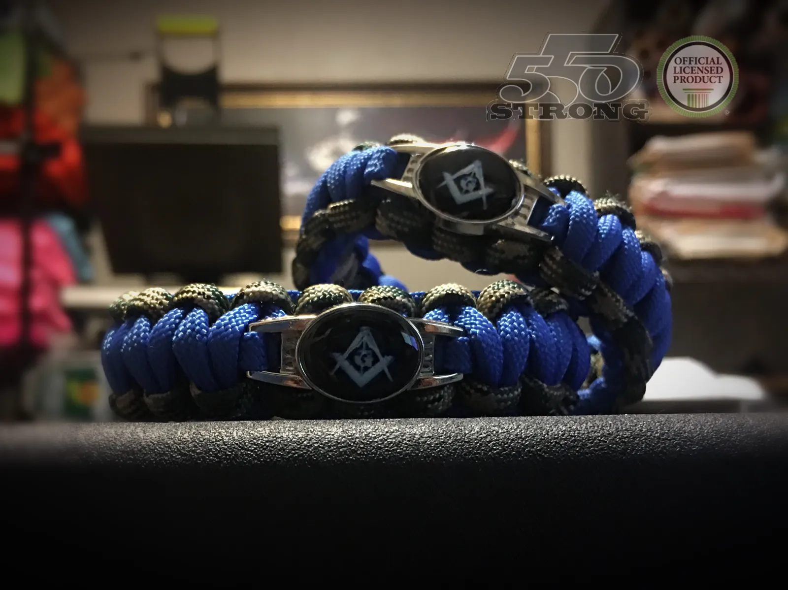 Paracord - Masonic Bracelet (Blue and Camo) II