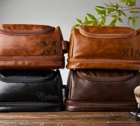 Personalized Groomsmen Gifts, Gifts For Men, Bachelor Party Gift, Hanging On Vegan Leather Toiletry Bag