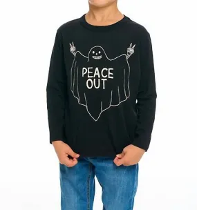 "Peace Out" Long Sleeve Tee in Black