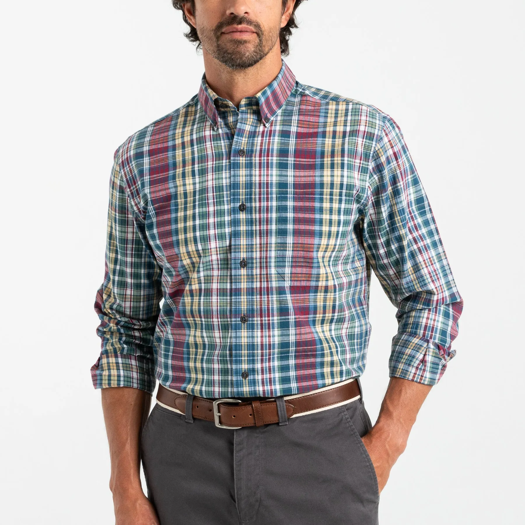 Reid Plaid Cotton Slub Sport Shirt