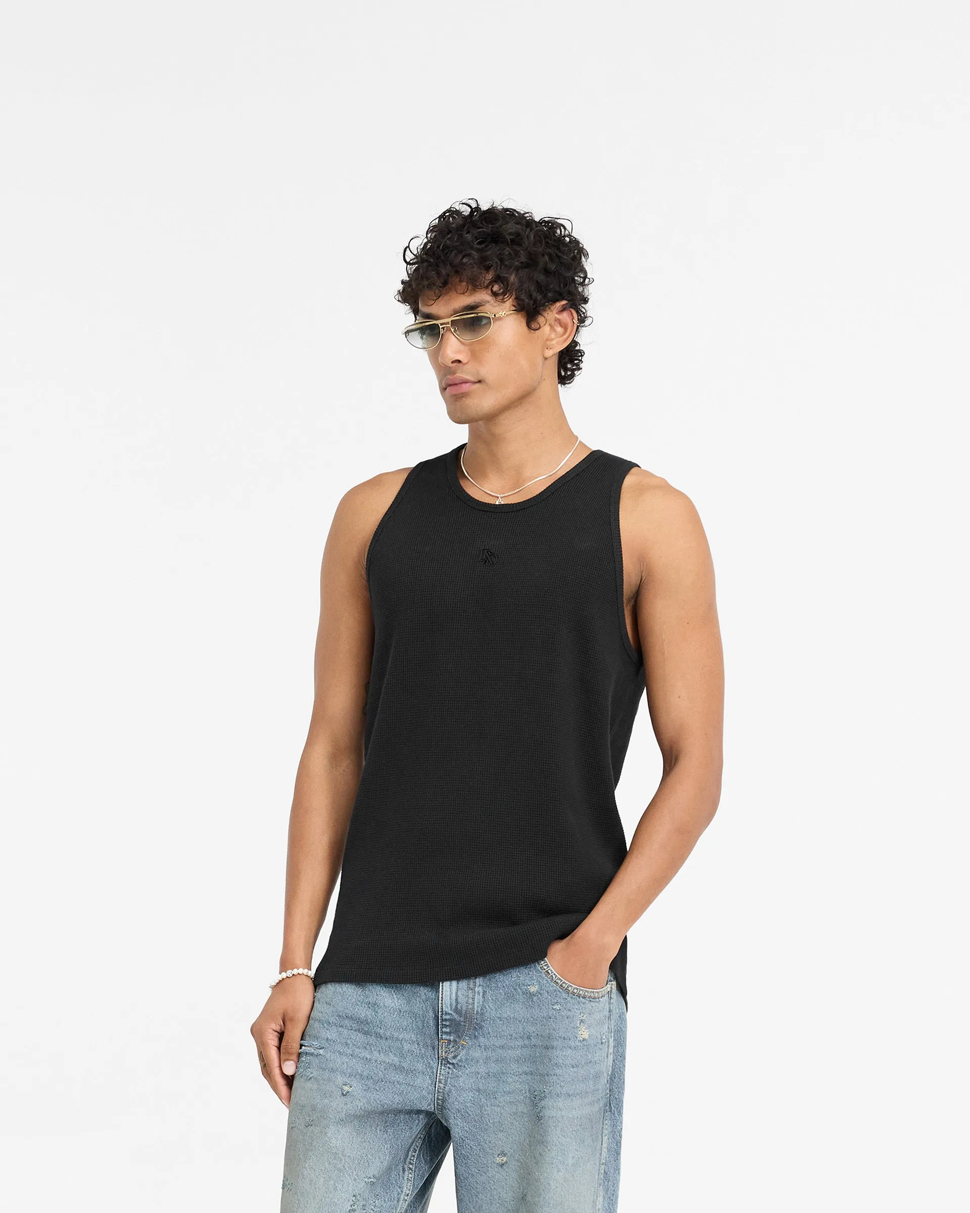 Represent X Duke   Dexter Ribbed Vest - Black