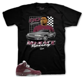 Retro 5 Burgundy Shirt - Menace Racing - Black