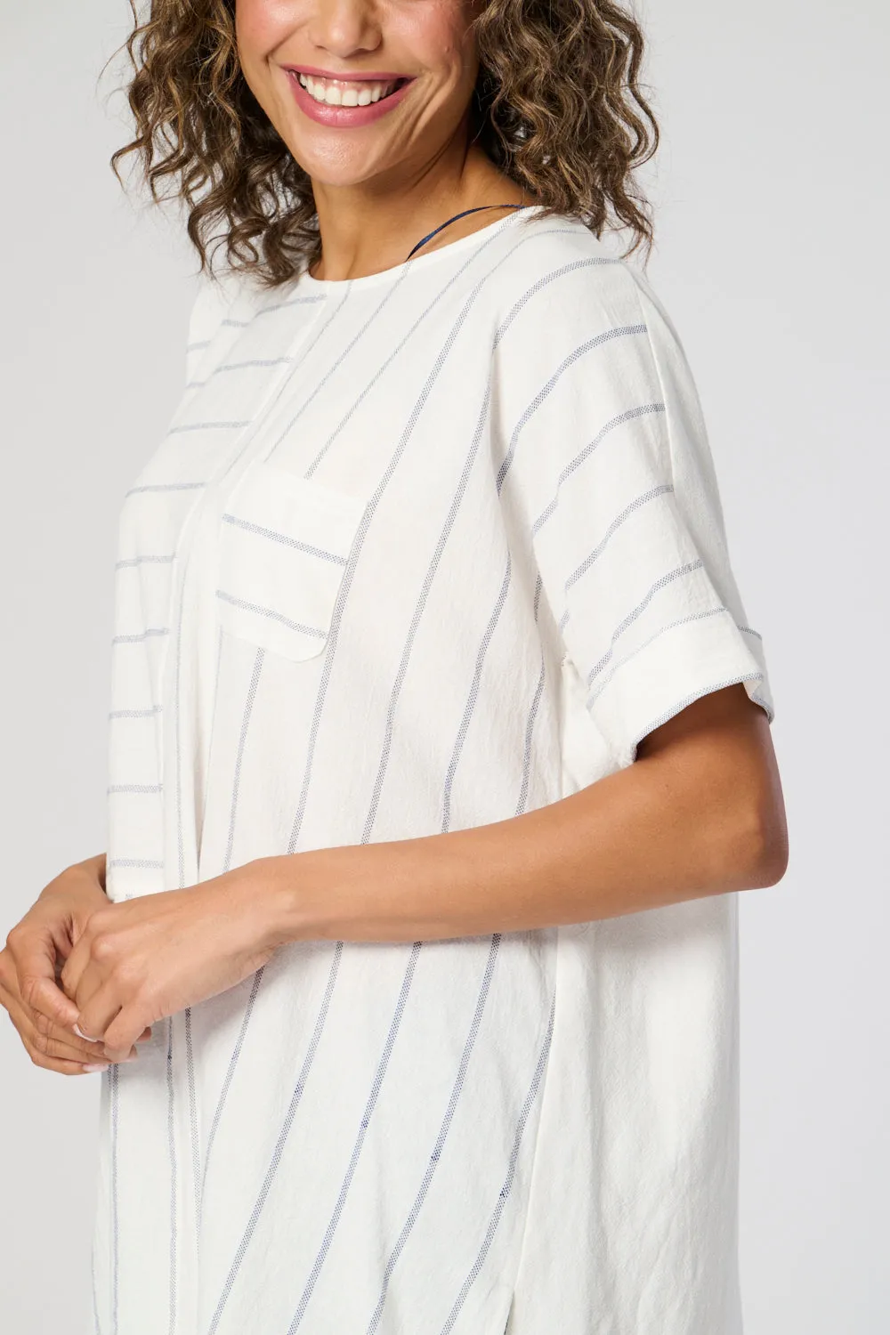 Saloos Striped Panelled Top with Necklace