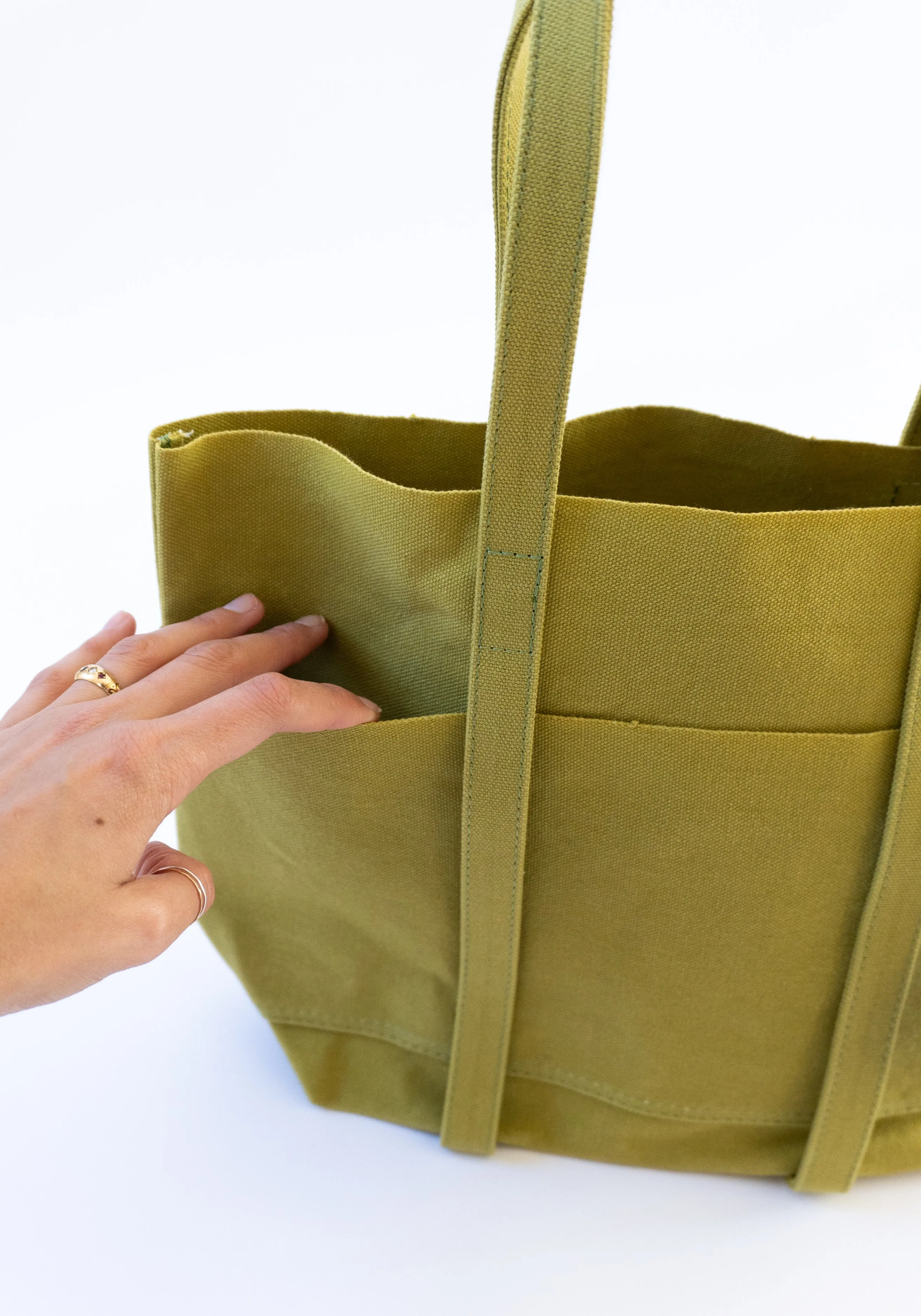 Small Light Canvas Tote in Lime