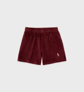 SRC Velour Short - Merlot/White