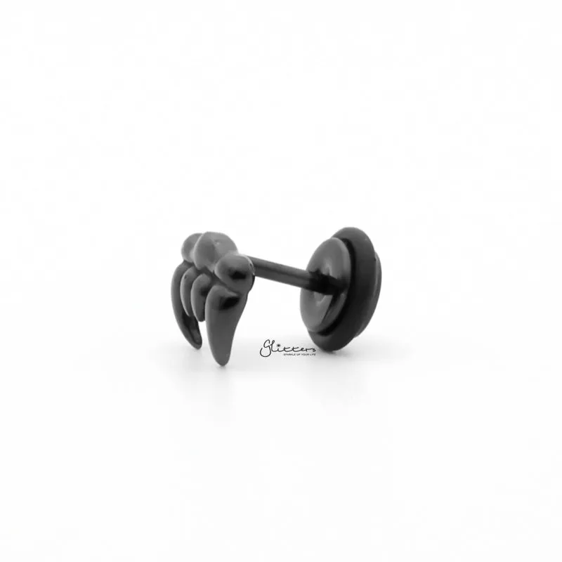 Stainless Steel Vampire Teeth Fake Plug Earring - Black