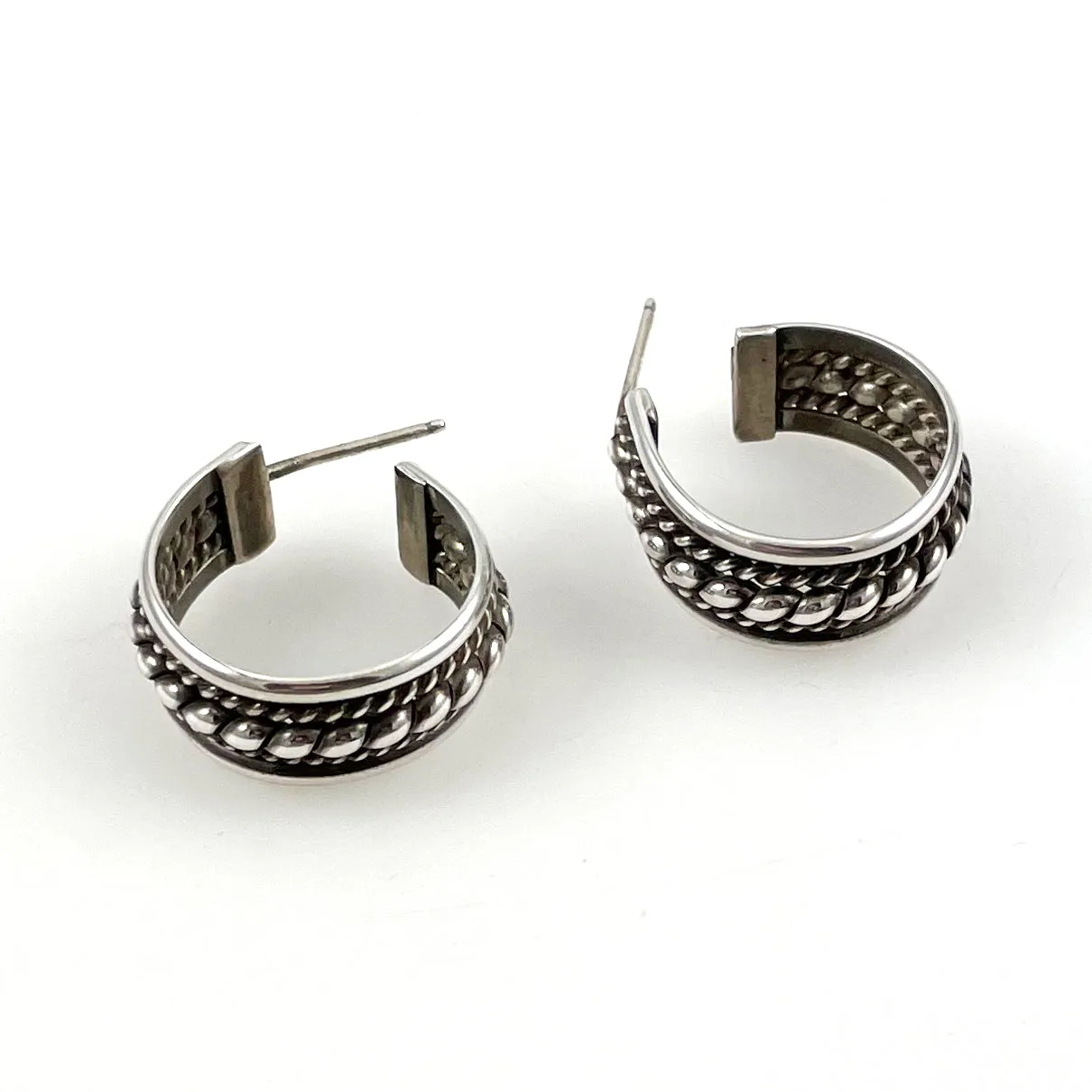 Sterling Silver Rope Hoop Earrings