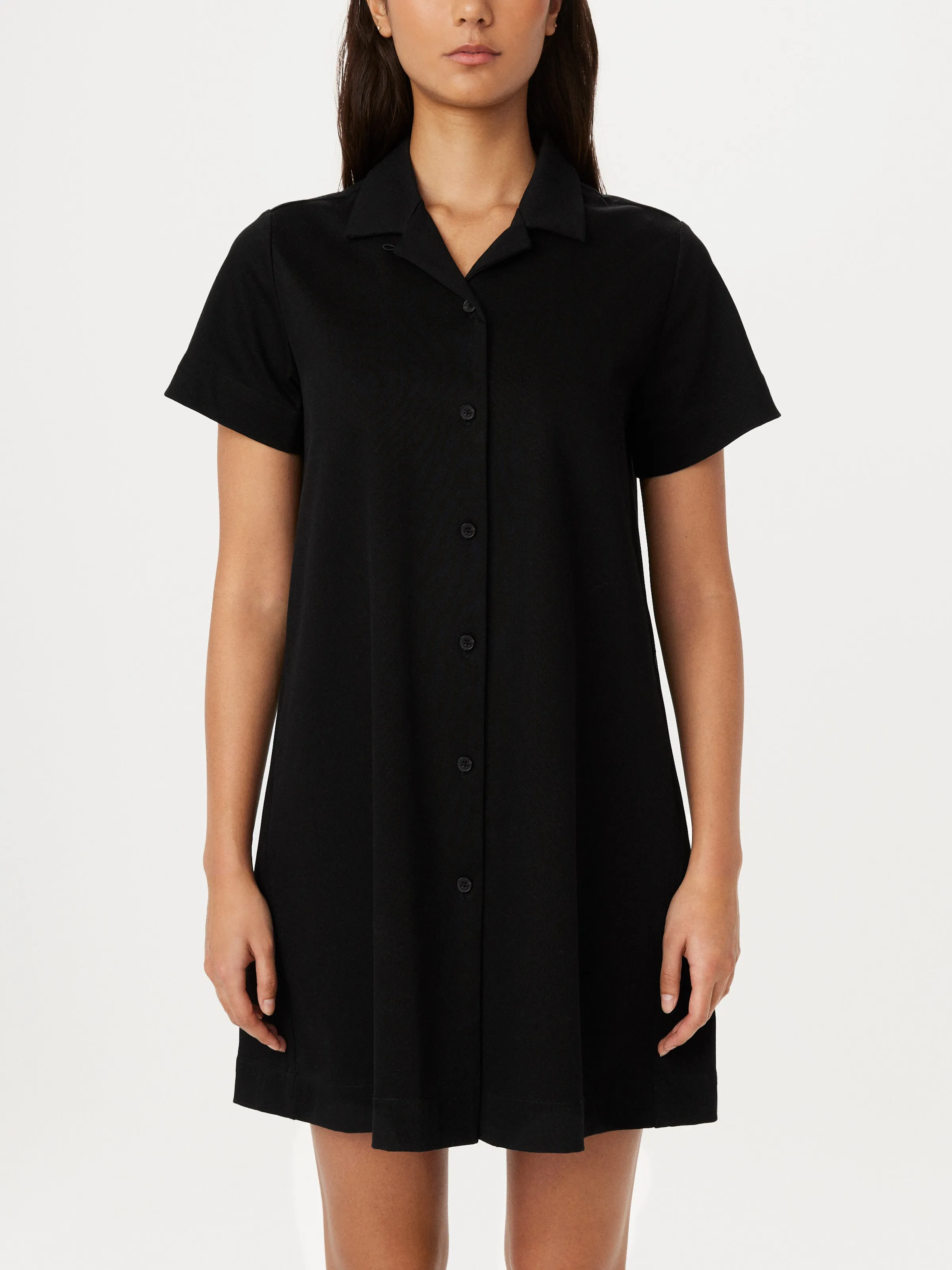 The Flex Camp Collar Dress in Black