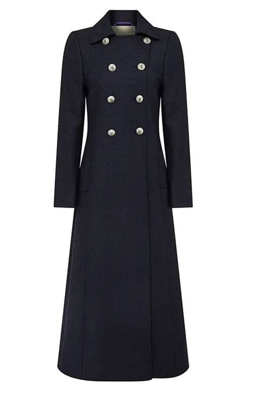 Trench Coat - Long Navy Coat - Pure Wool - 25% OFF